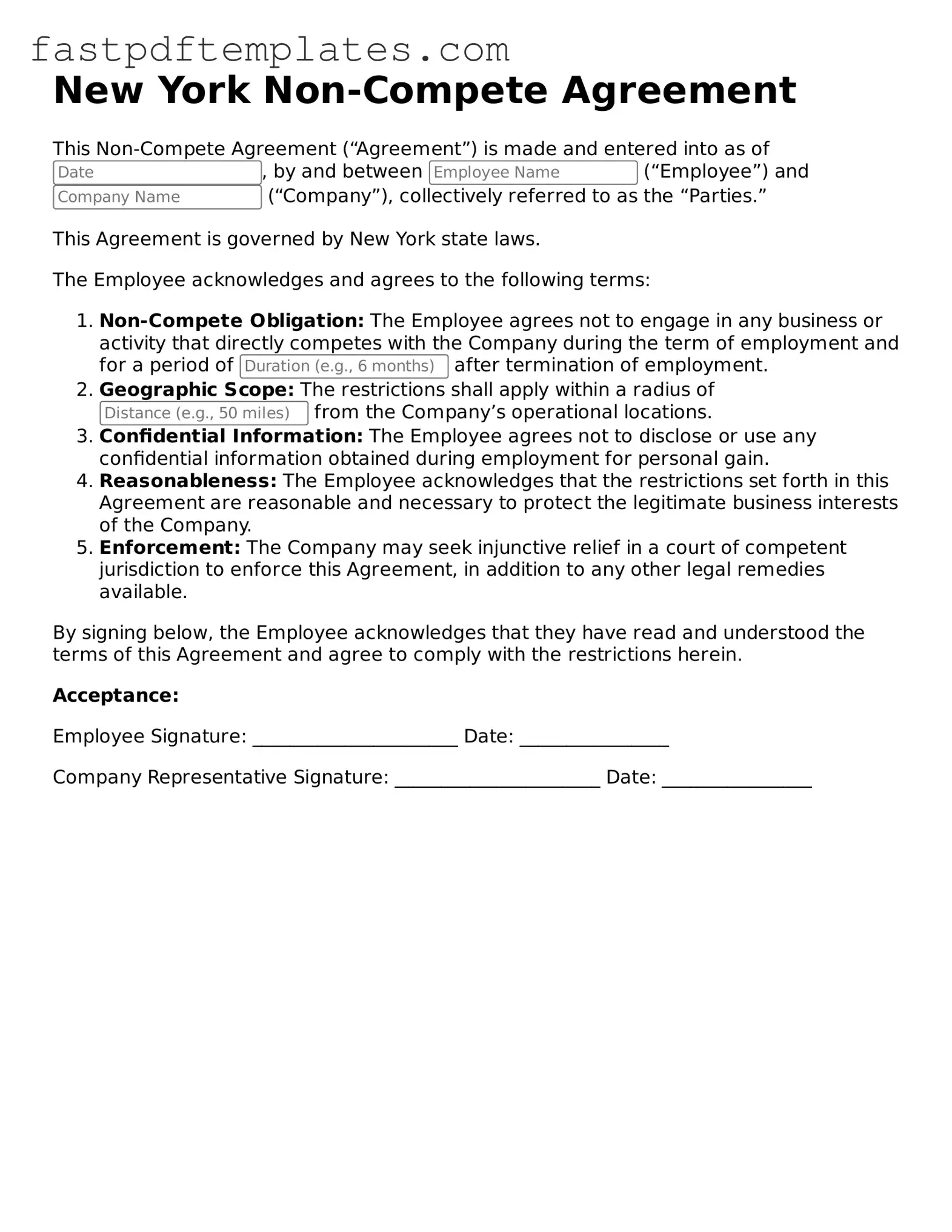 Attorney-Approved New York Non-compete Agreement Document