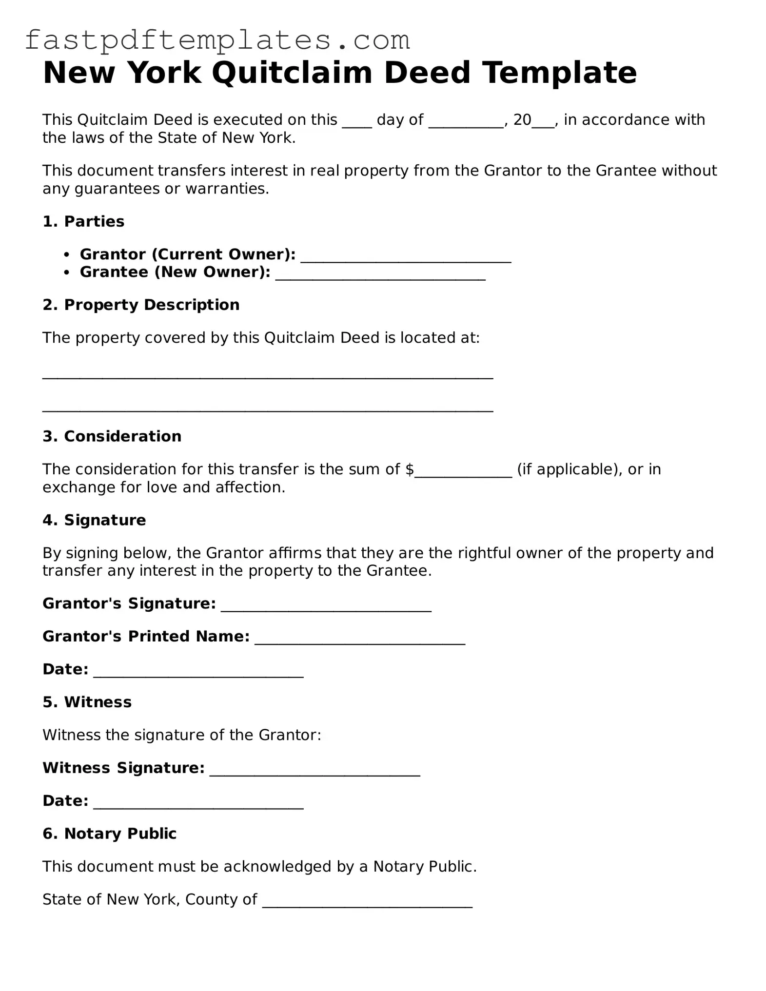 Attorney-Approved New York Quitclaim Deed Document