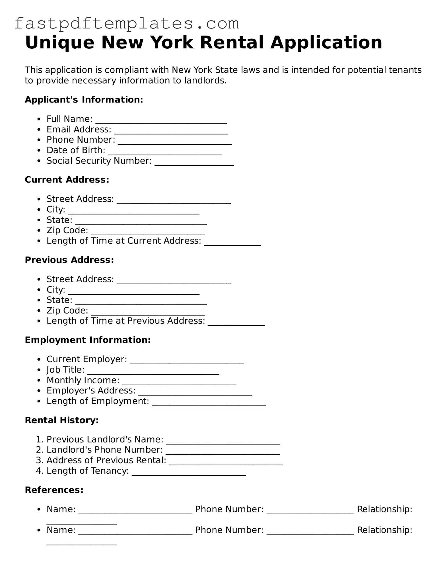 Attorney-Approved New York Rental Application Document