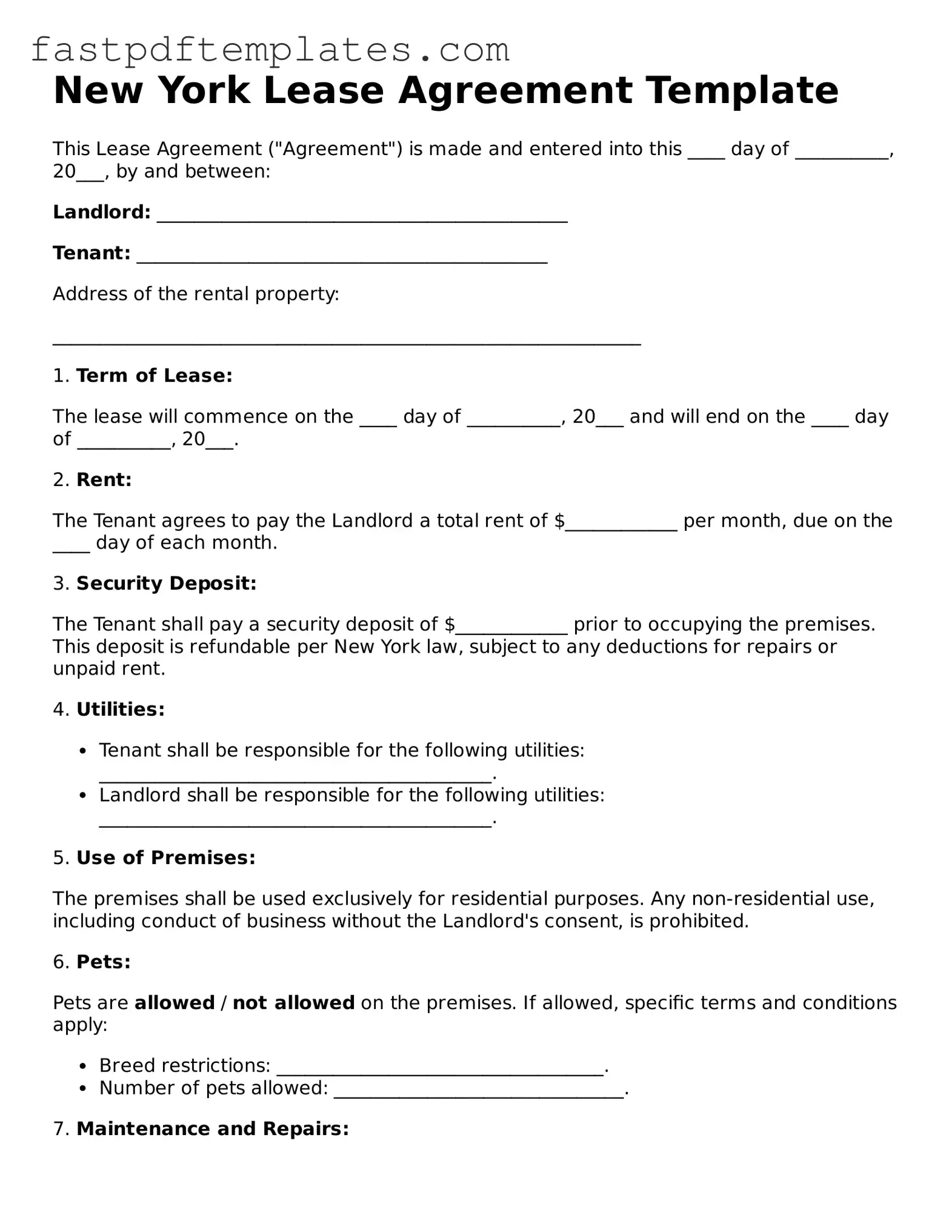 Attorney-Approved New York Lease Agreement Document