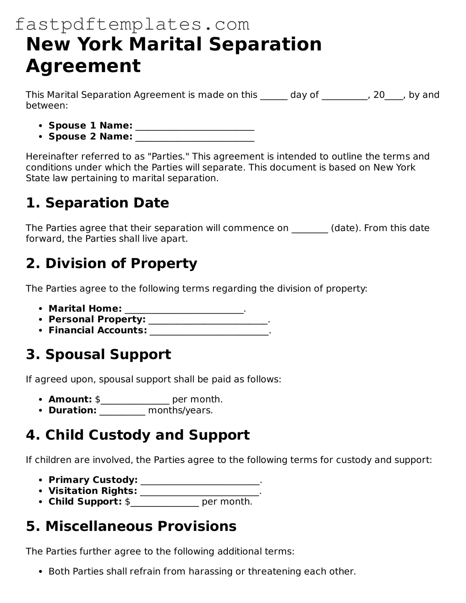 Attorney-Approved New York Marital Separation Agreement Document