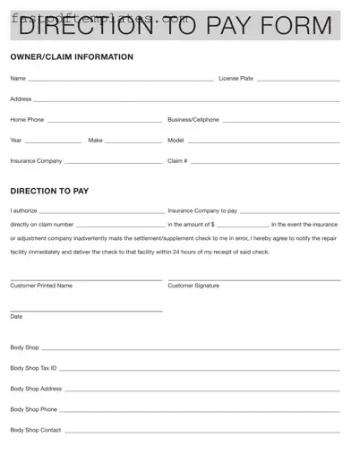 Blank Authorization And Direction Pay Form