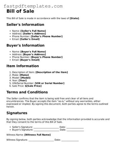 Fillable Bill of Sale Document
