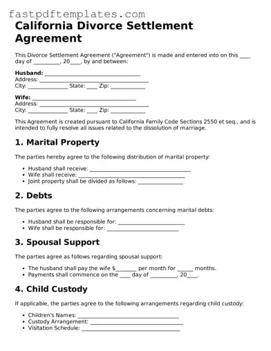 Attorney-Approved California Divorce Settlement Agreement Document