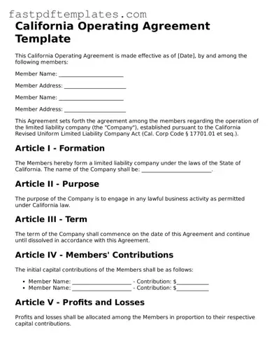 Attorney-Approved California Operating Agreement Document