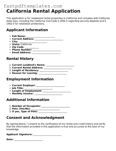 Attorney-Approved California Rental Application Document