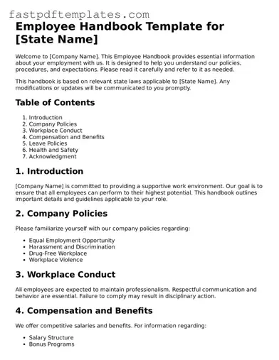 Fillable Employee Handbook Document