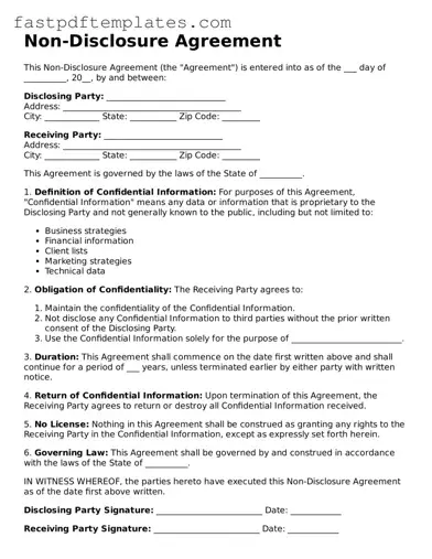 Fillable Non-disclosure Agreement Document