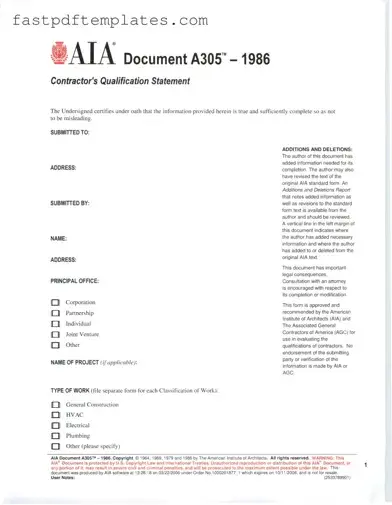Blank AIA A305 Form