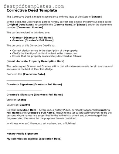 Fillable Corrective Deed Document