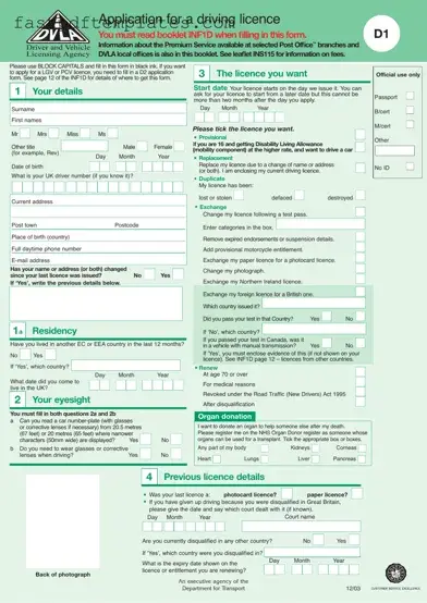 Blank D1 Dvla Form
