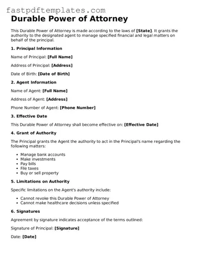 Fillable Durable Power of Attorney Document