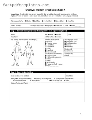 Blank Employee Accident Report Form