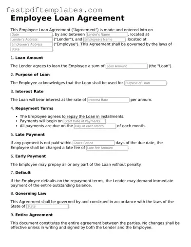Fillable Employee Loan Agreement Document