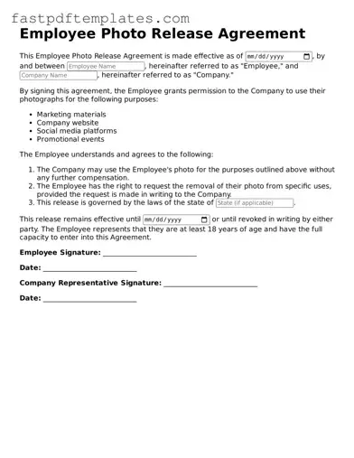 Fillable Employee Photo Release Document