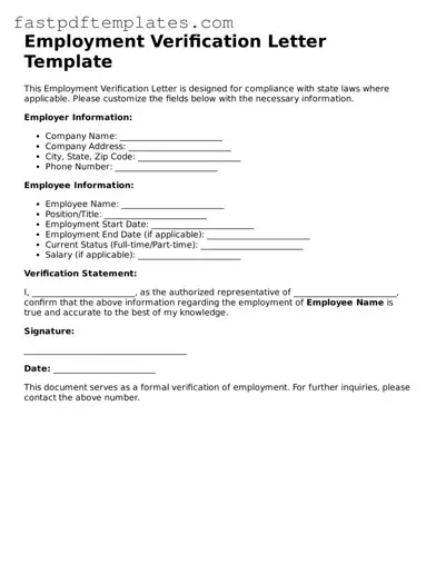 Fillable Employment Verification Document