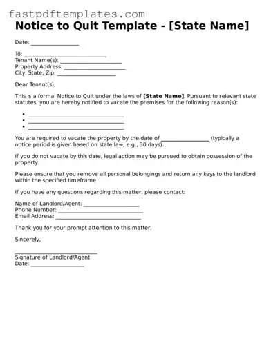 Fillable Notice to Quit Document