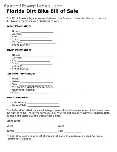 Attorney-Approved Florida Dirt Bike Bill of Sale Document
