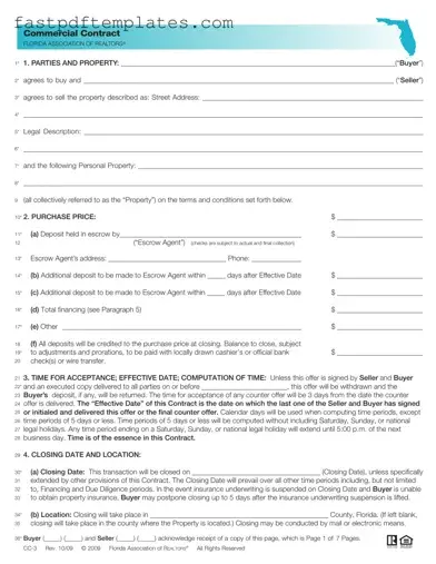 Blank Florida Commercial Contract Form