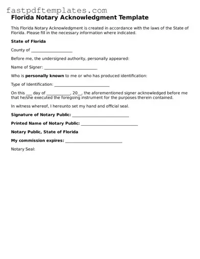 Attorney-Approved Florida Notary Acknowledgement Document