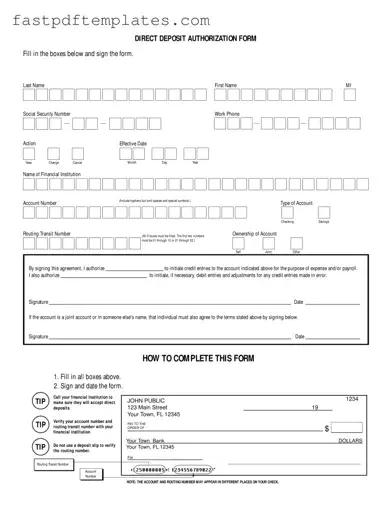 Blank Generic Direct Deposit Form
