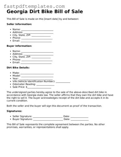 Attorney-Approved Georgia Dirt Bike Bill of Sale Document