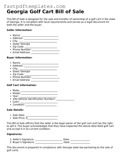 Attorney-Approved Georgia Golf Cart Bill of Sale Document