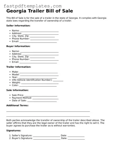 Attorney-Approved Georgia Trailer Bill of Sale Document