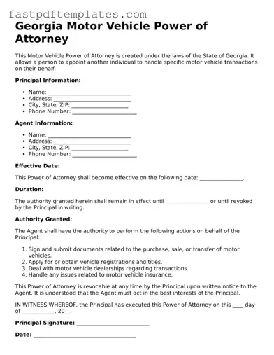 Attorney-Approved Georgia Motor Vehicle Power of Attorney Document