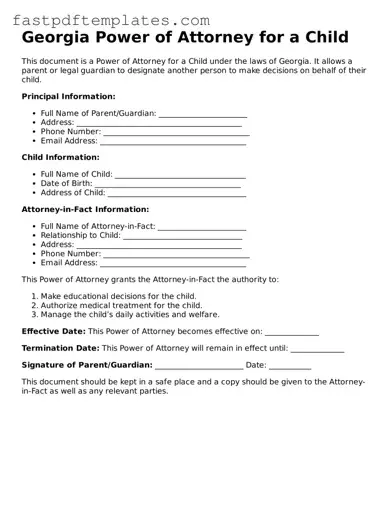 Attorney-Approved Georgia Power of Attorney for a Child Document