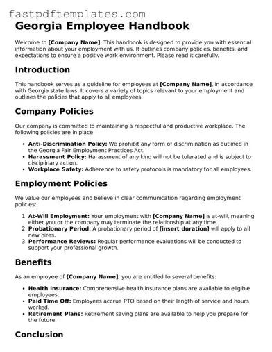 Attorney-Approved Georgia Employee Handbook Document