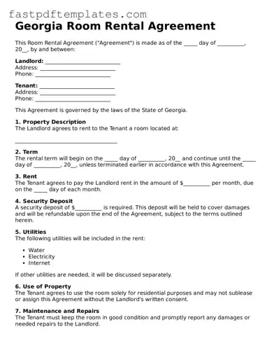 Attorney-Approved Georgia Room Rental Agreement Document