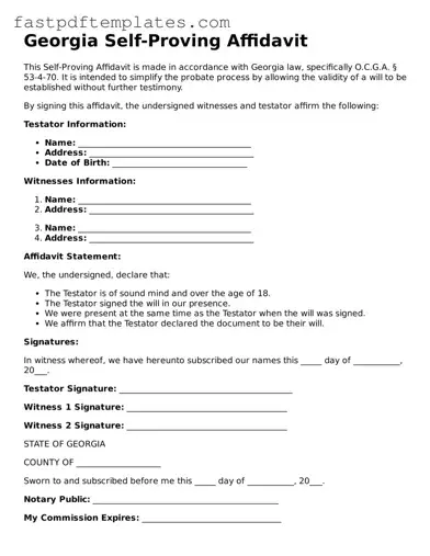 Attorney-Approved Georgia Self-Proving Affidavit Document