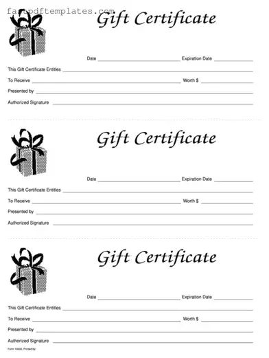 Blank Gift Certificate Form