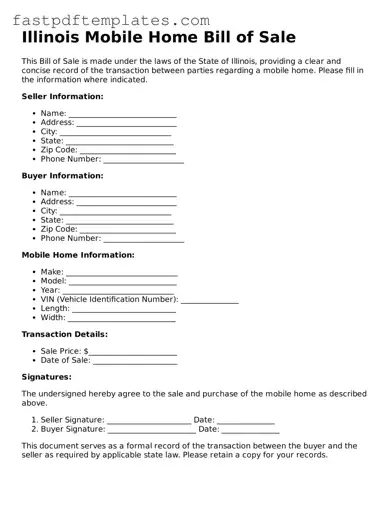 Attorney-Approved Illinois Mobile Home Bill of Sale Document