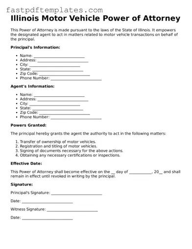 Attorney-Approved Illinois Motor Vehicle Power of Attorney Document