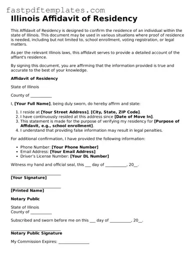 Attorney-Approved Illinois Affidavit of Residency Document