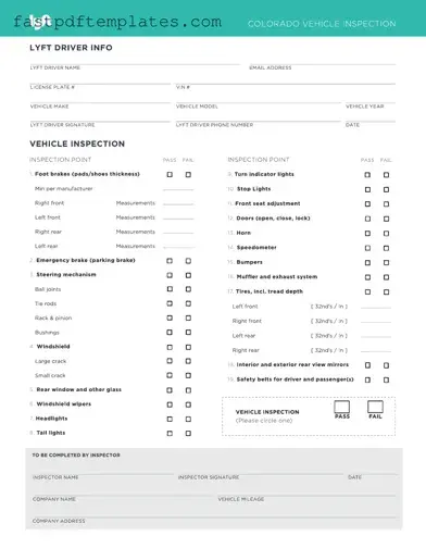 Blank Lyft Inspection Form
