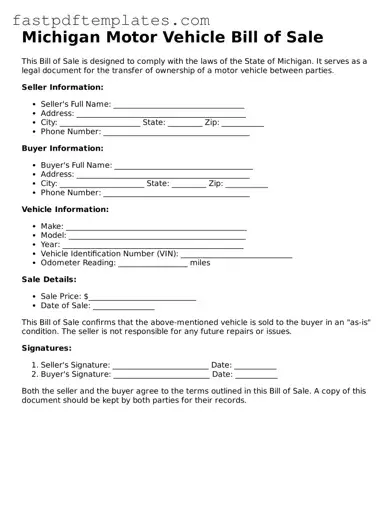 Attorney-Approved Michigan Motor Vehicle Bill of Sale Document