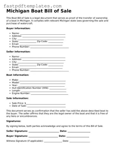 Attorney-Approved Michigan Boat Bill of Sale Document