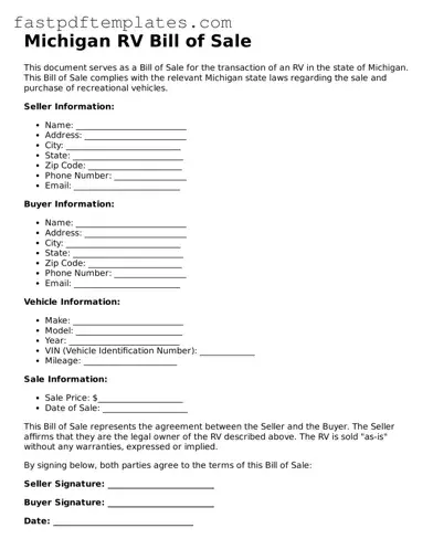 Attorney-Approved Michigan RV Bill of Sale Document