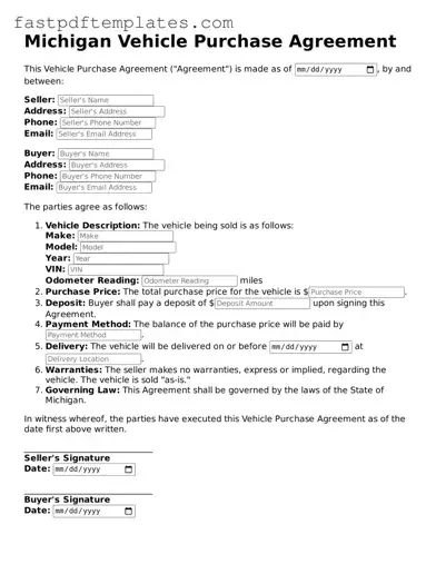 Attorney-Approved Michigan Vehicle Purchase Agreement Document