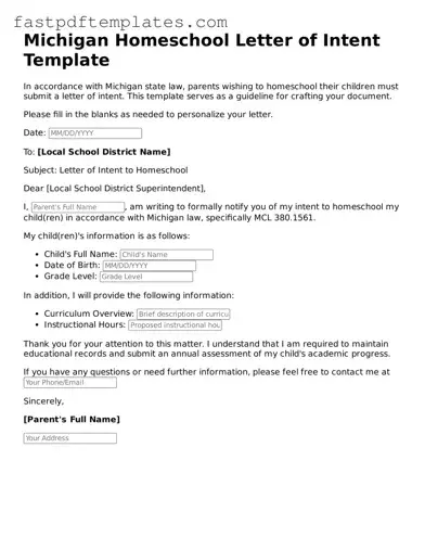 Attorney-Approved Michigan Homeschool Letter of Intent Document