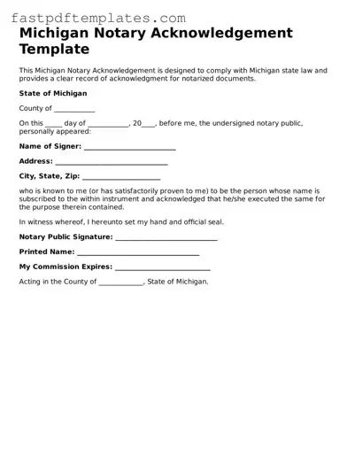 Attorney-Approved Michigan Notary Acknowledgement Document