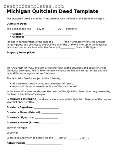 Attorney-Approved Michigan Quitclaim Deed Document
