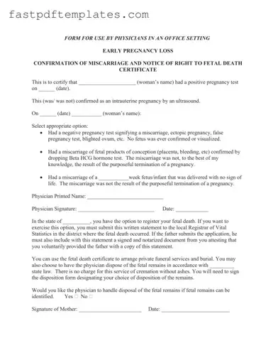 Blank Miscarriage Discharge Paper Form