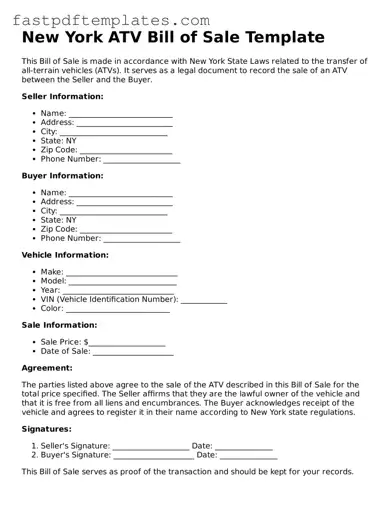 Attorney-Approved New York ATV Bill of Sale Document