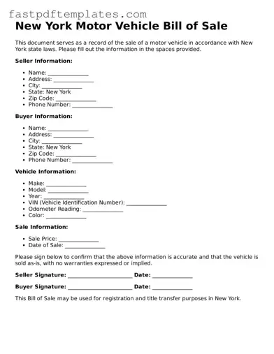 Attorney-Approved New York Motor Vehicle Bill of Sale Document