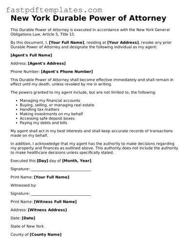 Attorney-Approved New York Durable Power of Attorney Document