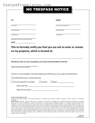 Blank No Trespassing Letter Form